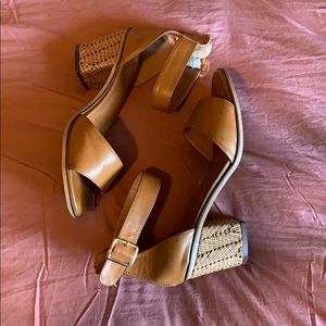 Camel zip open toe heel sandal size 10W